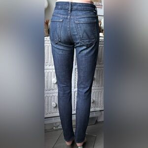 Mother The Looker Clean Sweep Jeans Cotton Skinny Fit Dark Blue Wash Size 27